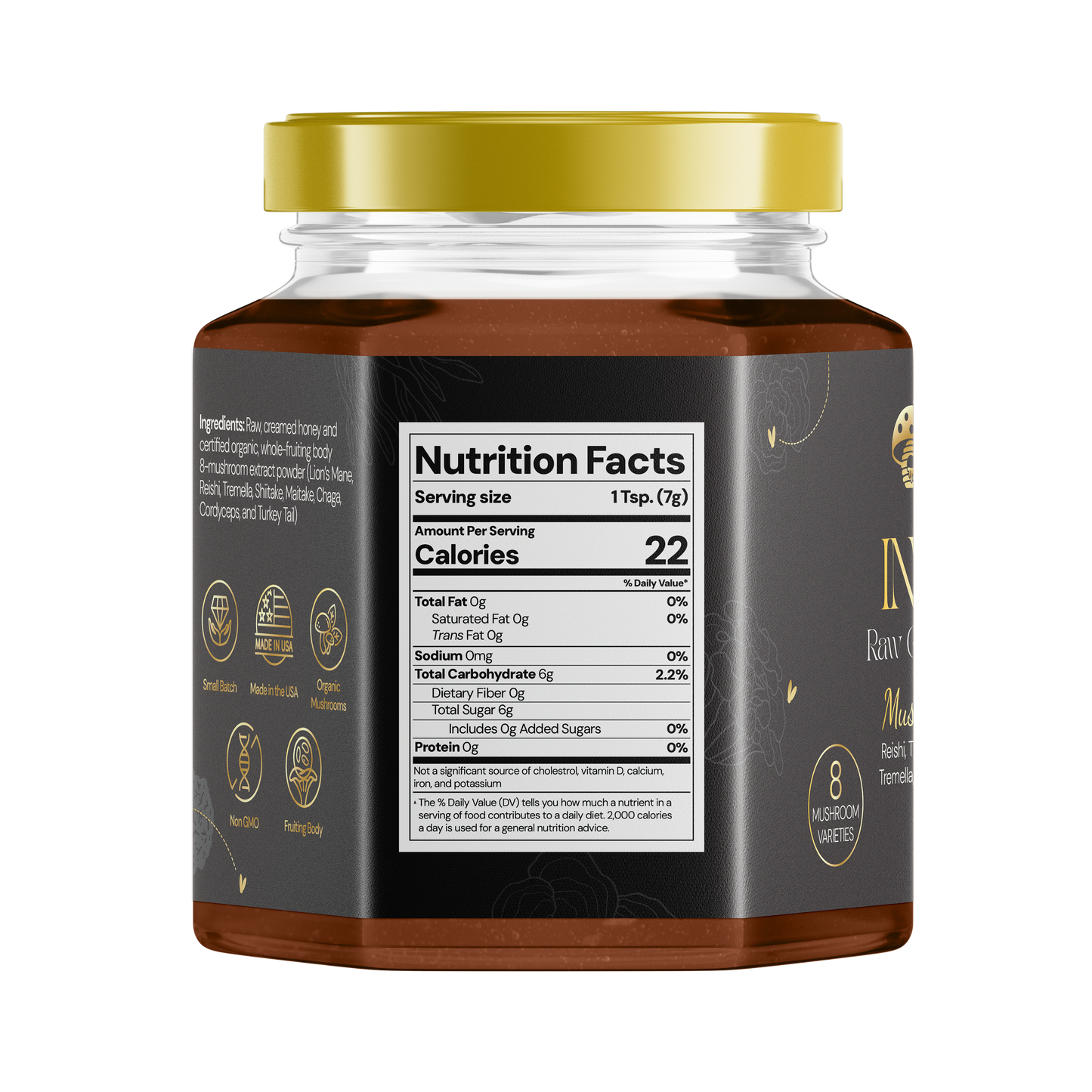 Infinity: Raw Creamed Honey with 8 Organic Mushrooms