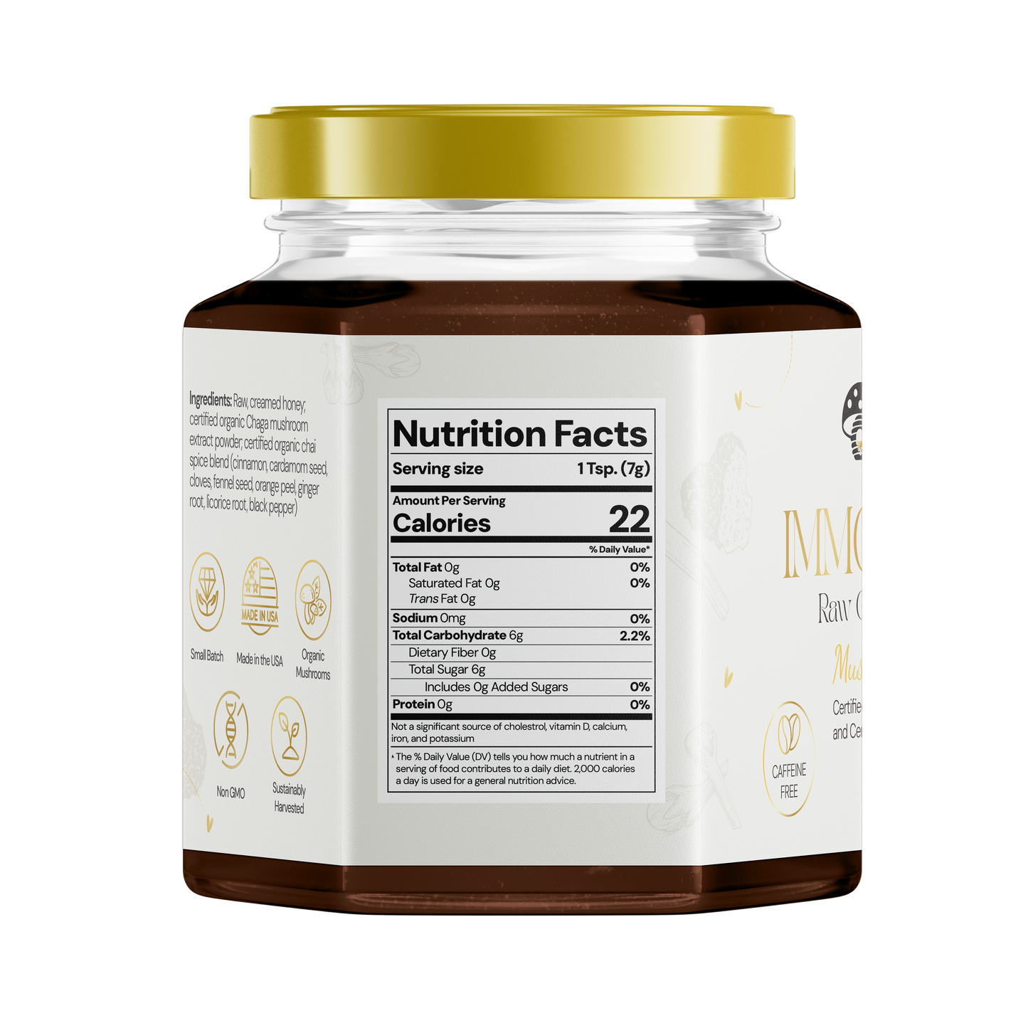 Immortality: Raw Creamed Honey with Organic Chaga and Chai Spices